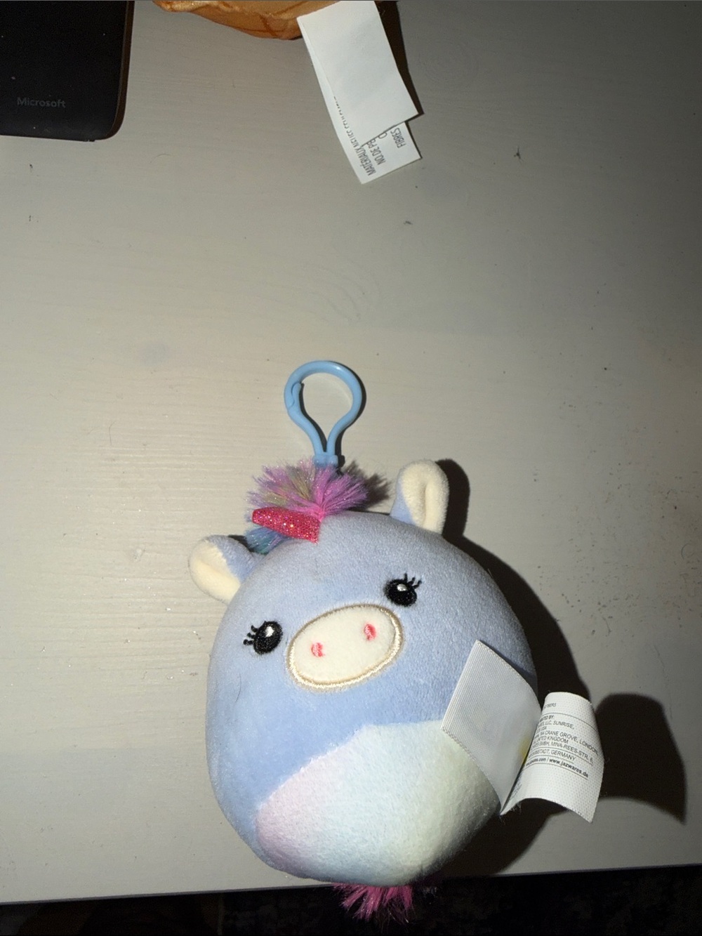 Plush Pastel Unicorn Clip-On Keychain